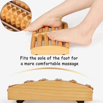 Wooden Foot Massager Roller – Dual 6-Row Foot Massage Tool for Relaxation