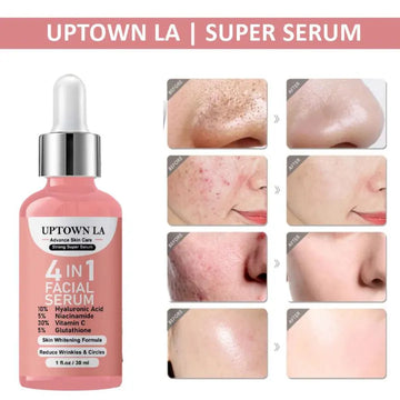 UPTOWN LA 4-in-1 Face Serum – Niacinamide, Vitamin C, Vitamin E & Hyaluronic Acid | Skin Glow Serum 30ml